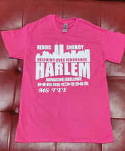 Harlem Heroine T shirt -Pink w white lettering - Vanitique